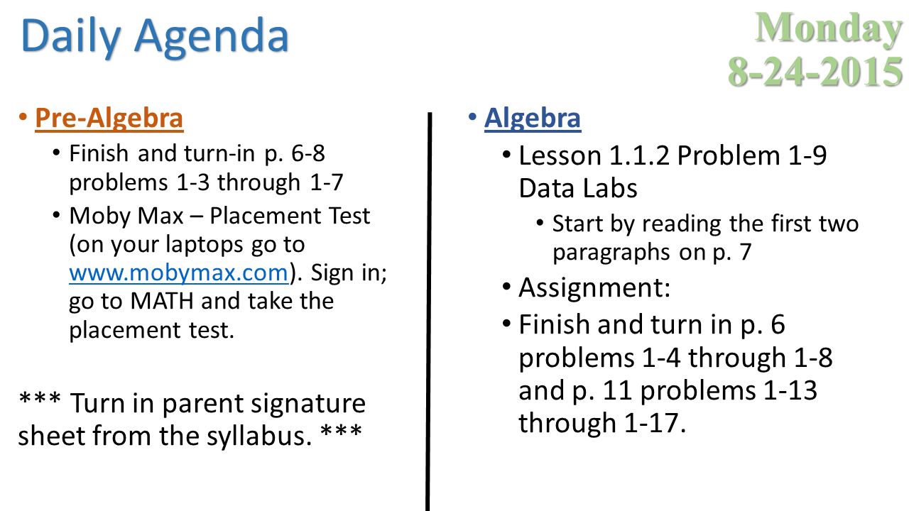 Algebra 1 honors syllabus
